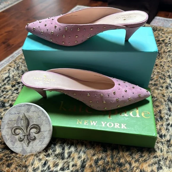 kate spade New York Women's Surie Mules Parisian Pink Studded Slides NWB Size 9 - Picture 5 of 8